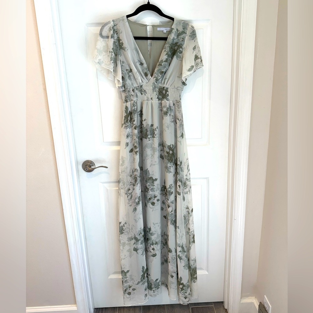 Baltic Born green and cream floral EUC